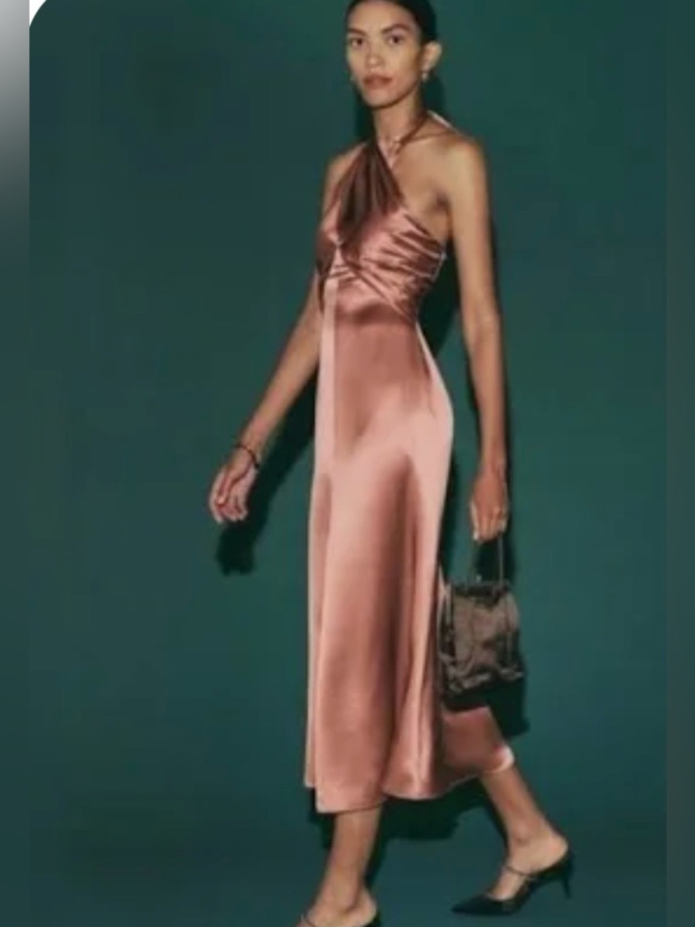 New W Tag Reformation Maddison Silk Midi Dress Praline Brown Sz 6.